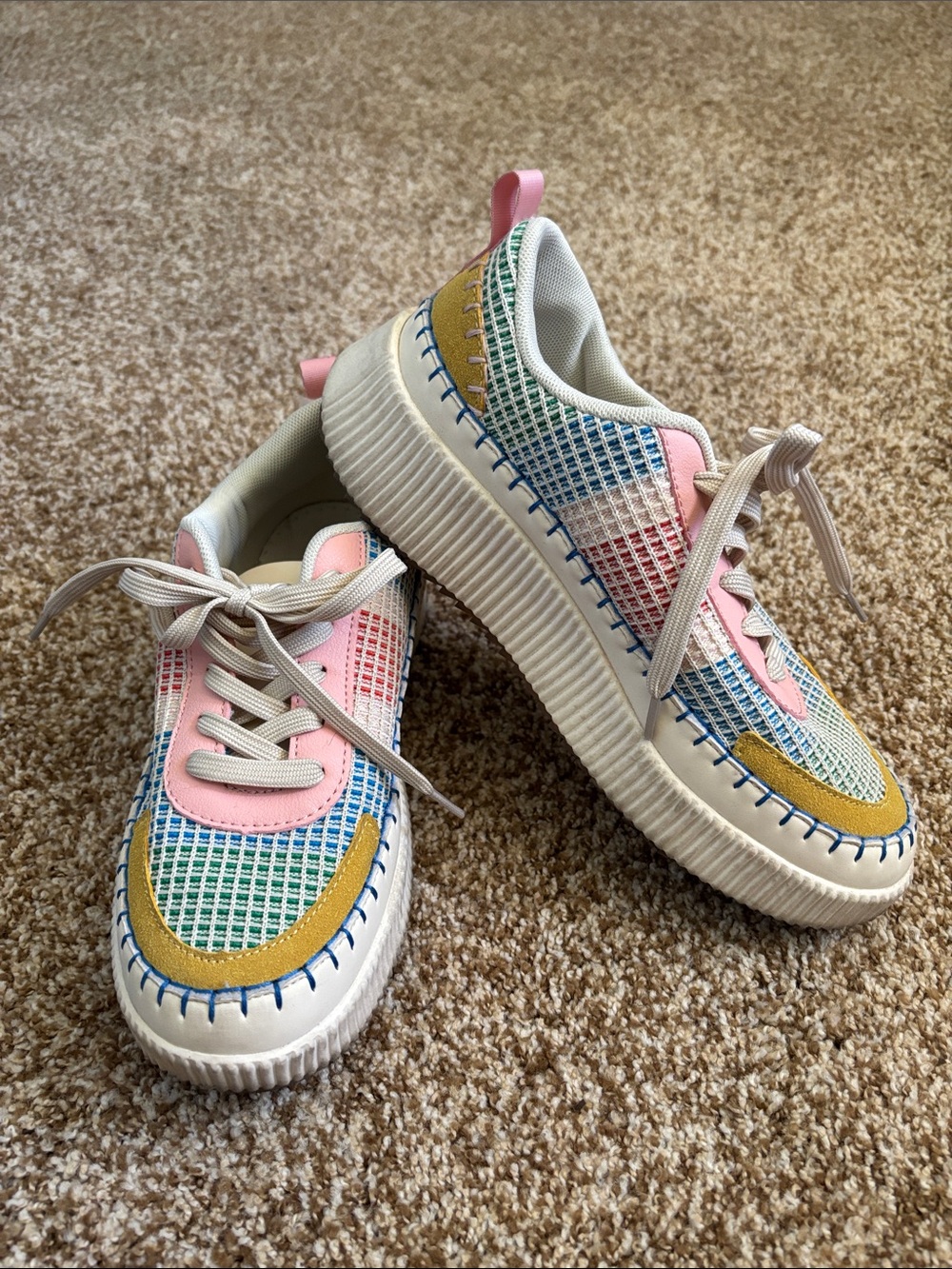 Nicole Miller || Brita Rainbow Patchwork Platform Sneakers Size 8.5